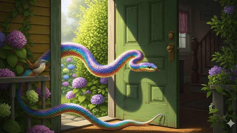 Mơ thấy rắn cầu vồng bò vào nhà
