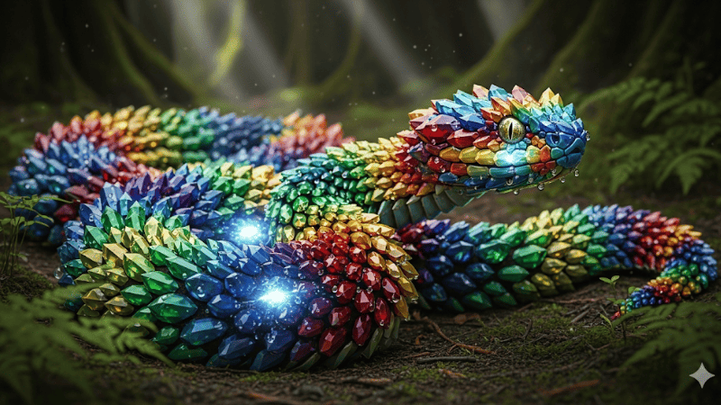 Mơ thấy rắn da pha lê nhiều màu sắc