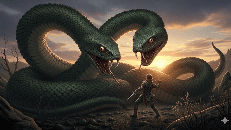 Mơ thấy rắn hai đầu quái dị tấn công mình