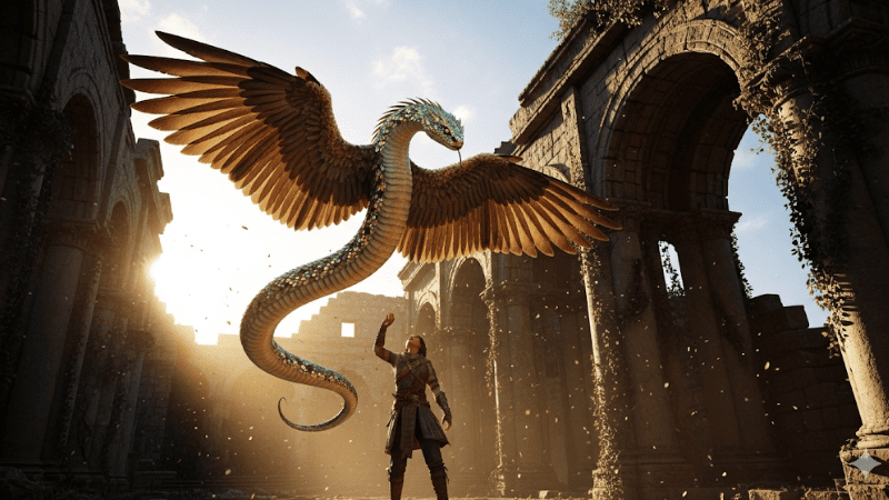 Rắn mang cánh bay quanh bạn